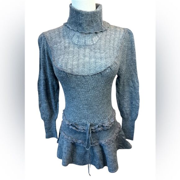Anthropologie Vintage Knitted & Knotted Wool Office Siren Whimsygoth Turtleneck - Picture 2 of 15